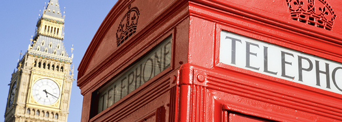 Red telephone box and Big Ben, London, UK